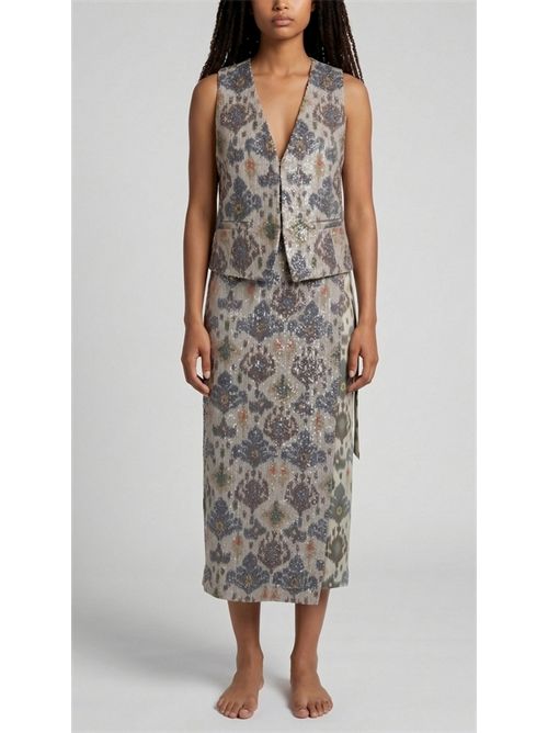 gonna donna con paillettes marrone